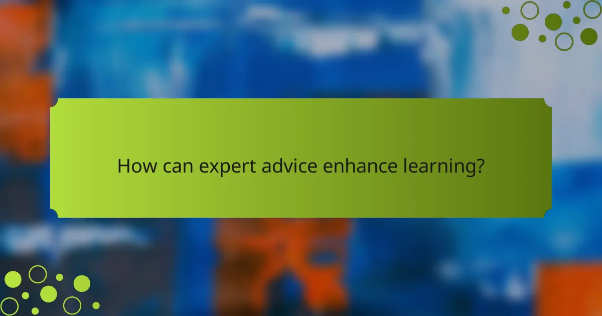 How can expert advice enhance learning?